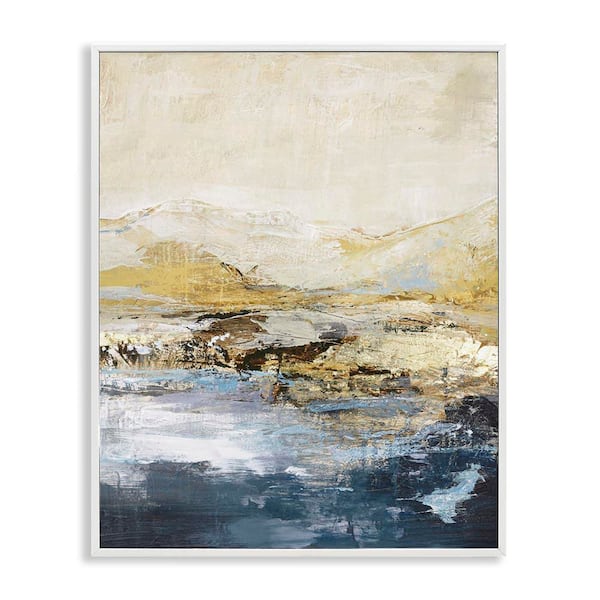 Stupell Industries Mountain Lake Abstraction by Design Fabrikken White Framed Nature Giclee Art Print 14 in. x 11 in.
