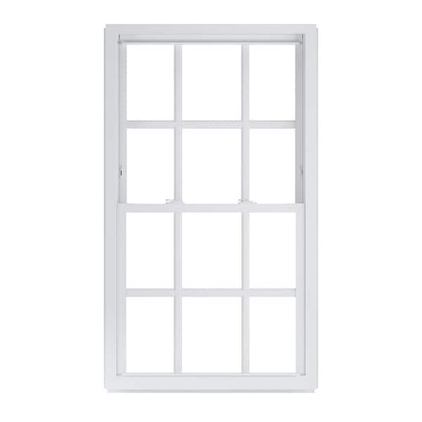 American Craftsman 32 in. x 54 in. 50 Series Low-E Argon SC Glass Double Hung White Vinyl Replacement Window with Grids, Screen Incl