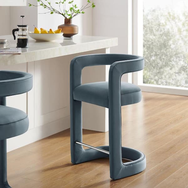 MODWAY Winslow Performance Velvet Counter Stool with Stainless