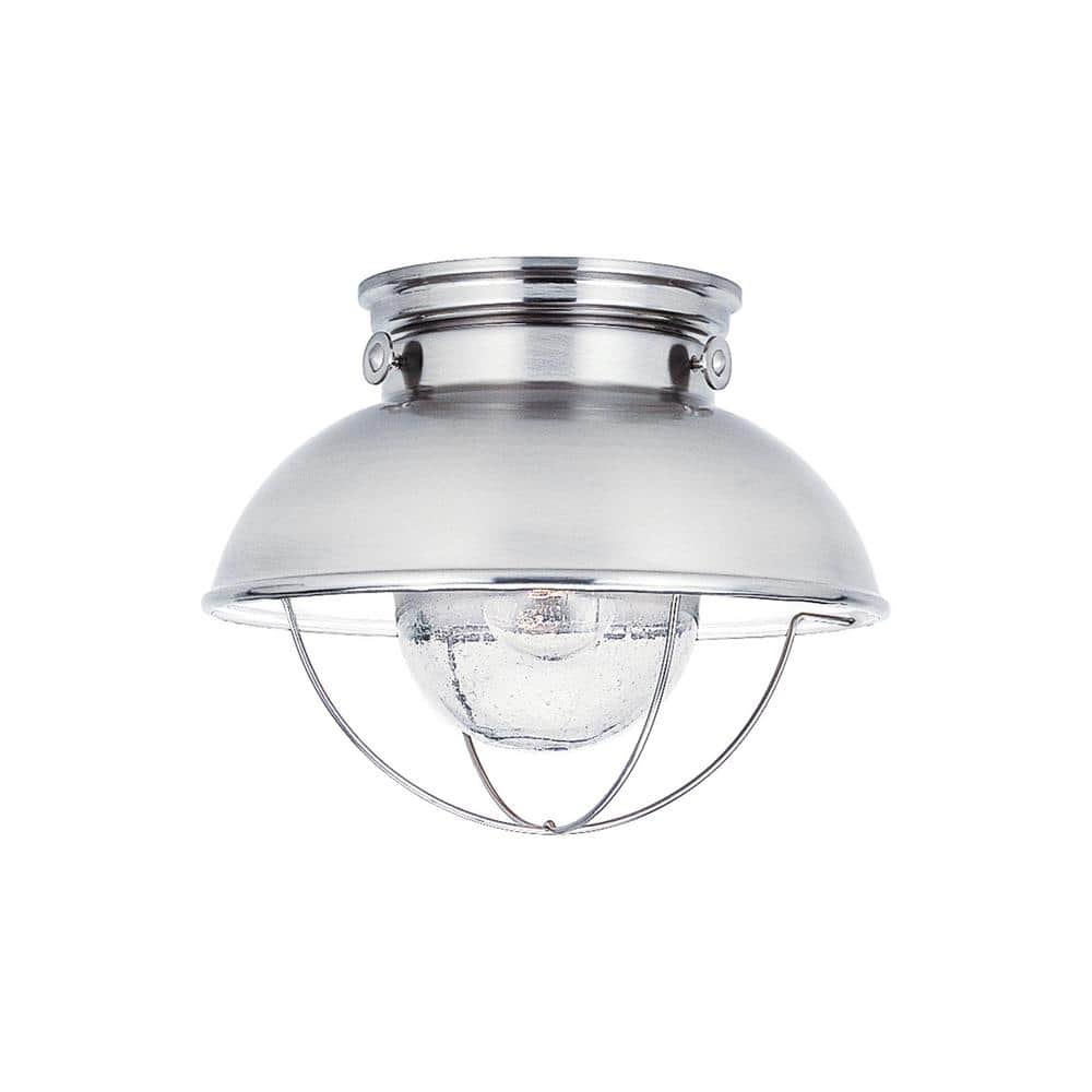 Sebring 1-Light Brushed Stainless Outdoor Flush Mount Light with Clear Seeded Glass Diffuser price history on PriceWatchPro