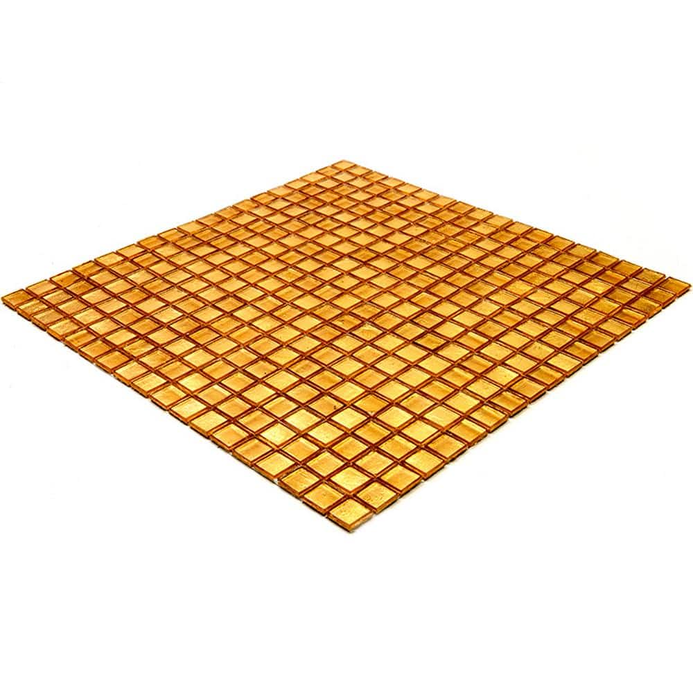 Gold Yellow Iridescent Glass Mosaic Wall and Floor Tile