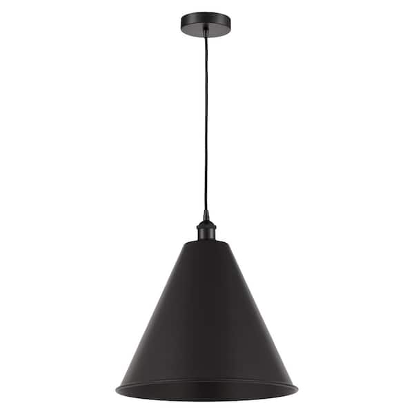 Edison Cone 100-Watt 1-Light Matte Black Standard Mini Pendant Light with Metal Shade
