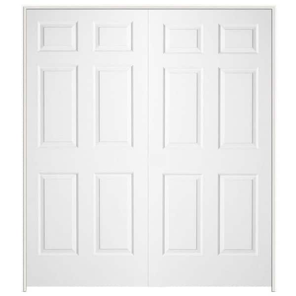 JELD-WEN 48 in. x 80 in. 6 Panel Colonist Primed Textured Molded Composite Double Prehung Interior Door