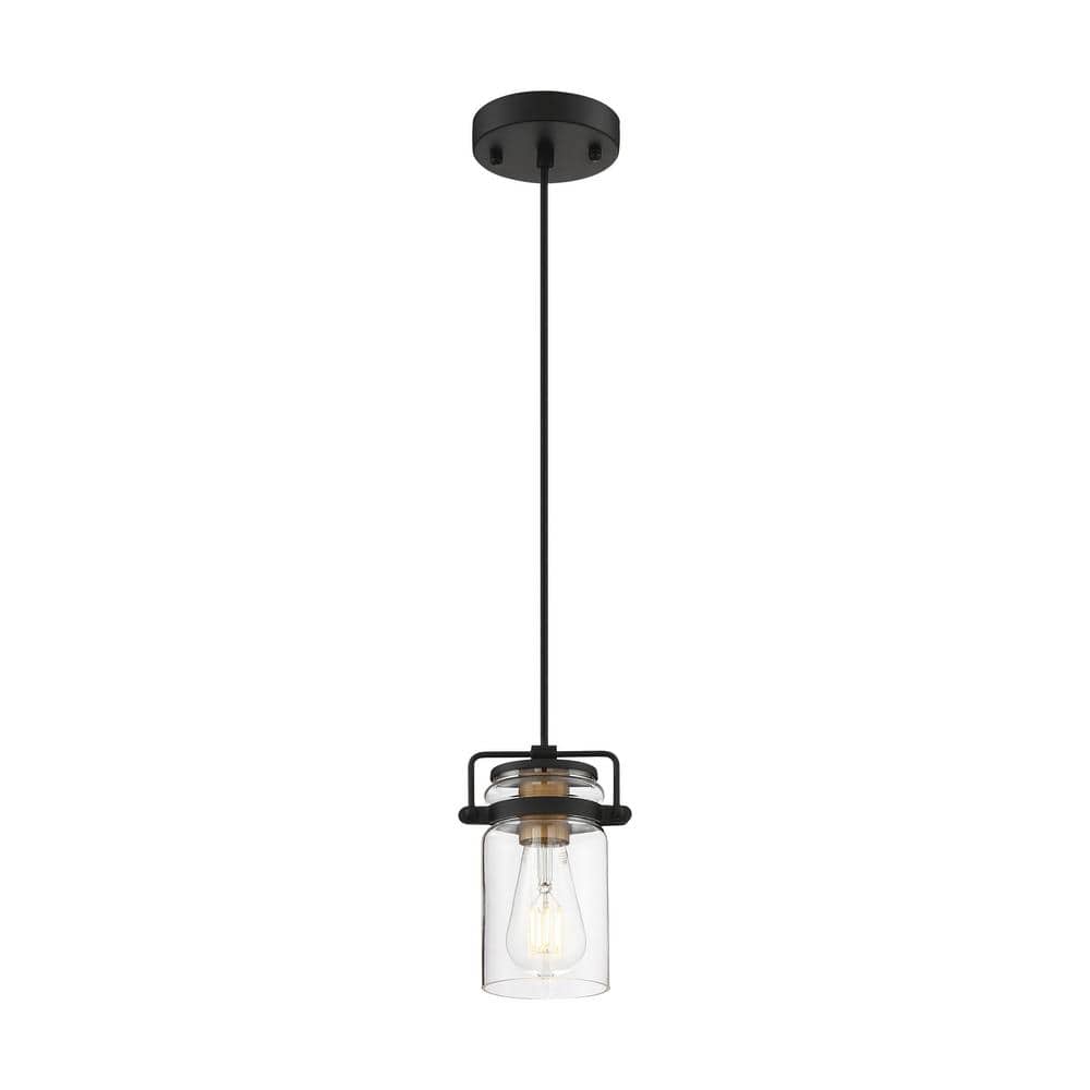 Antebellum 60-Watt 1-Light Black Shaded Mini Pendant Light with Clear Glass Shade and No Bulbs Included price history on PriceWatchPro