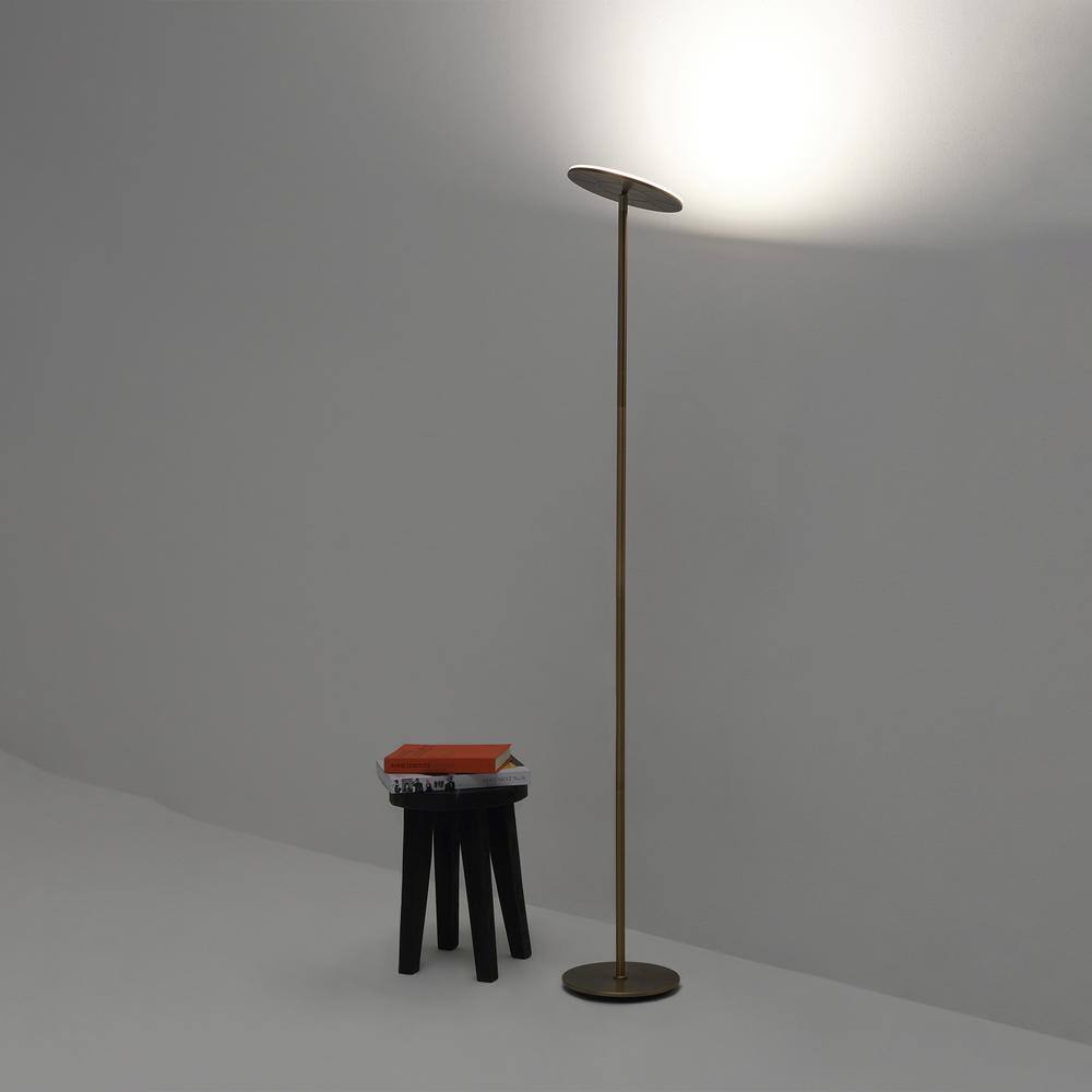 Brass Adjustable LED Torchiere Floor Lamp with 3-Way Switch