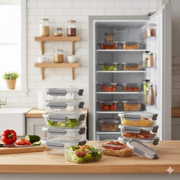 BPA-Free Airtight Leak-Proof Glass Meal Prep Containers with Lids Microwave Oven Freezer Dishwasher Safe 10-Pack