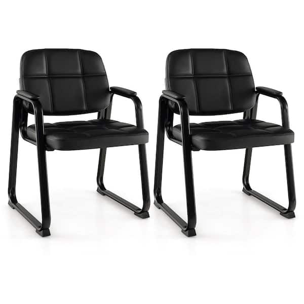 Costway PU Leather Upholstered Ergonomic Meeting Chair with Arms