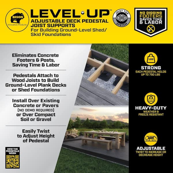 Level.Up Adjustable Deck Pedestal Joist Support Kit (12-Pedestal Kit)