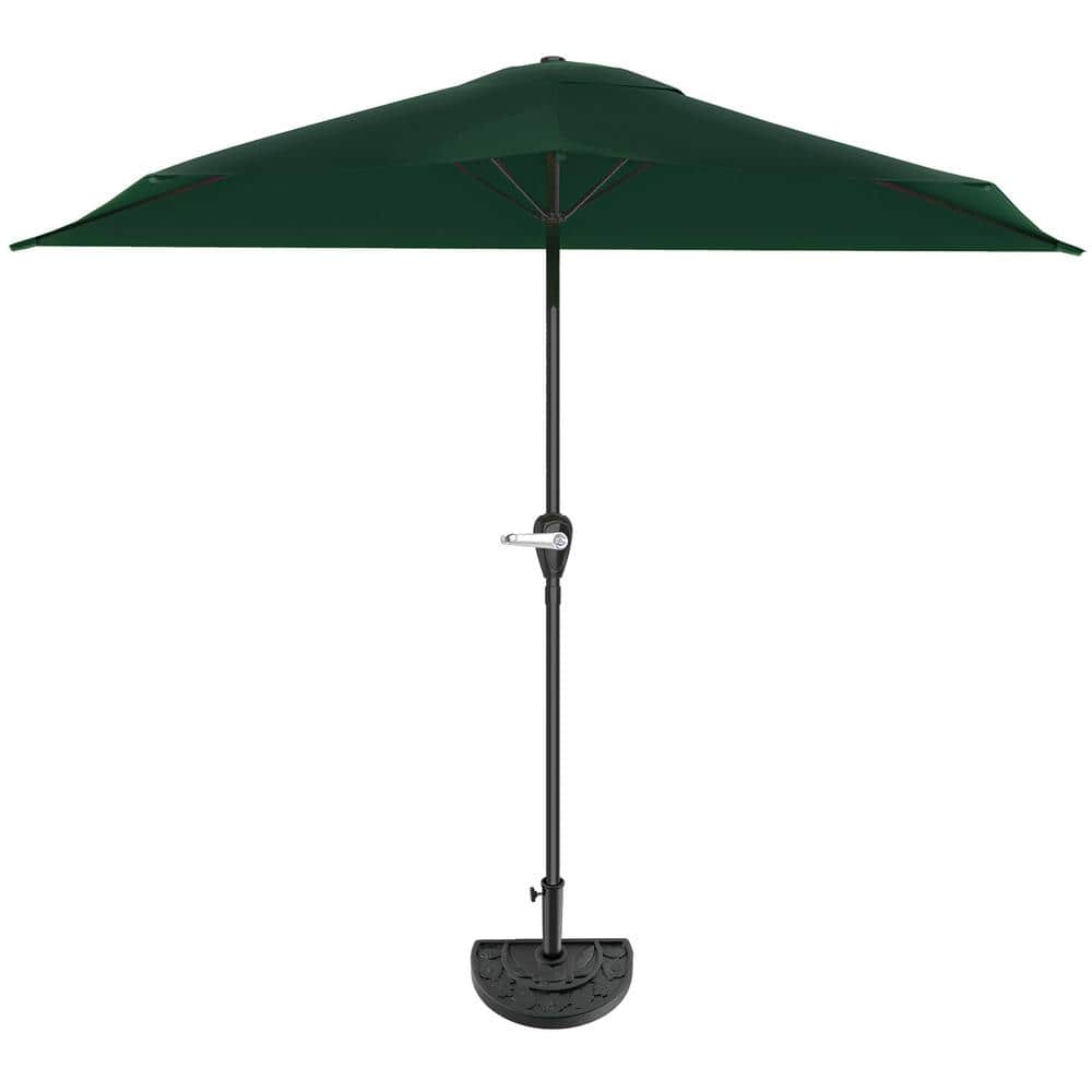 Pure Garden 9ft Half Umbrella with Base, Hunter Green 50LG1036B The