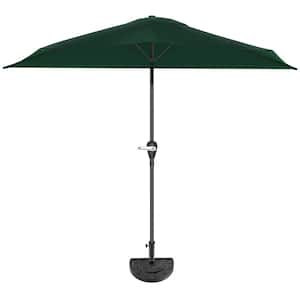 9ft Half Umbrella with Base, Hunter Green