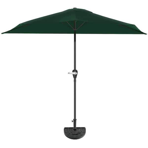 Pure Garden 9ft Half Umbrella with Base, Hunter Green