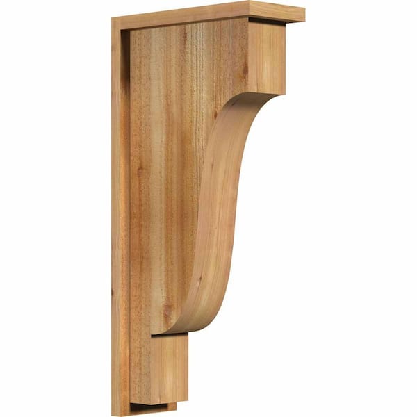 Ekena Millwork 6 in. x 14 in. x 30 in. Western Red Cedar Newport Rough Sawn Corbel with Backplate