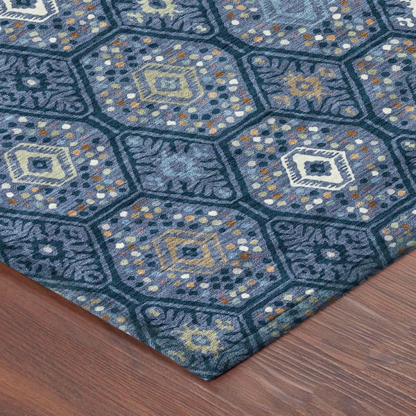 Chantille Machine Washable Indoor/Outdoor Abstract ACN2471 Navy 3 ft. x 4 ft. Area Rug