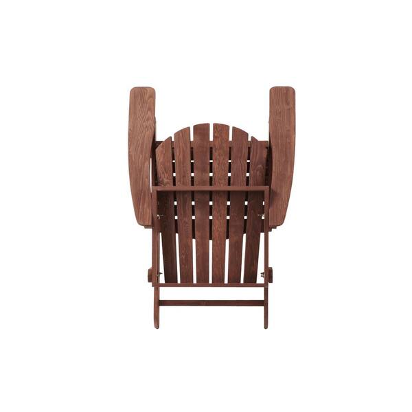 Outdoor Brown Wood Adirondack Chair, Folding Chair for Garden (Set