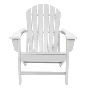 Modern White HDPE Recycled Plastic All Weather Resistant Adirondack Chair