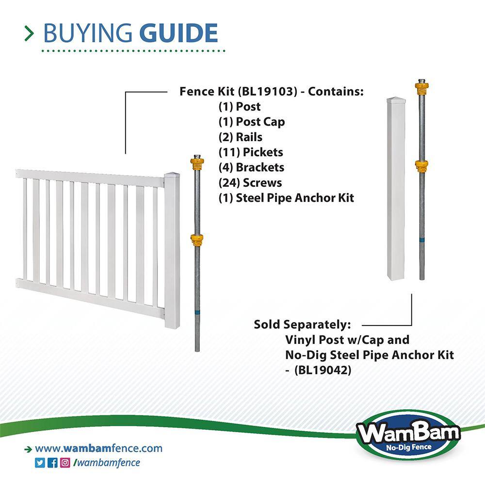 4-ft White Vinyl No-Dig Fence Post with Steel Anchor