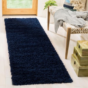 Athens Shag Navy 2 ft. x 8 ft. Solid Gradient Runner Rug