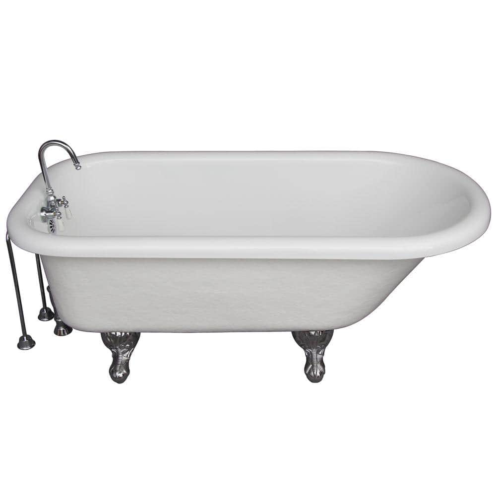 60'' White Acrylic Clawfoot Freestanding Soaking Tub