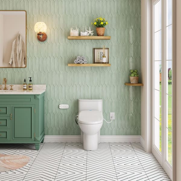 Round Bidet Toilet Combo Dual Flush 1.1/1.6 GPF in White with Electric Bidet Seat, Warm Air Dryer