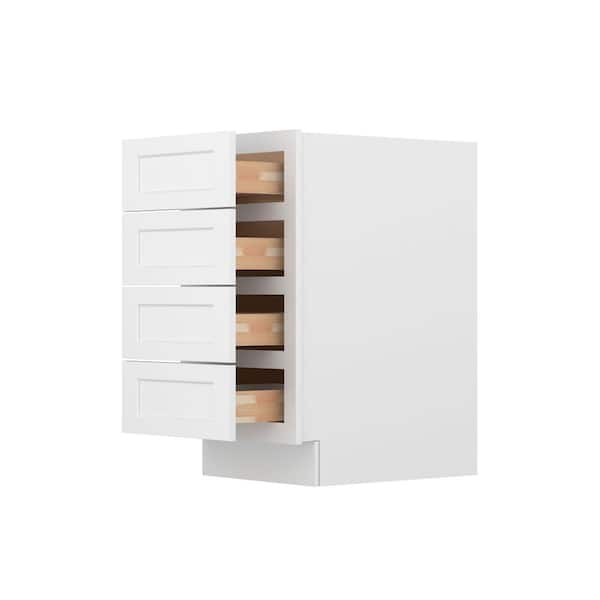 18 in. W 24 in. H 34.5 in. D Ready to Assemble Plywood Base Kitchen Cabinet in Painted White with 4-Drawer
