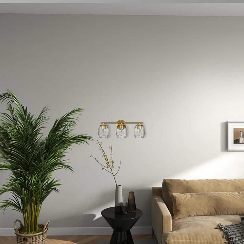 22 in. W 3-Light Gold Bathroom Vanity Light with Oval Glass Shades Wall Light price history on PriceWatchPro