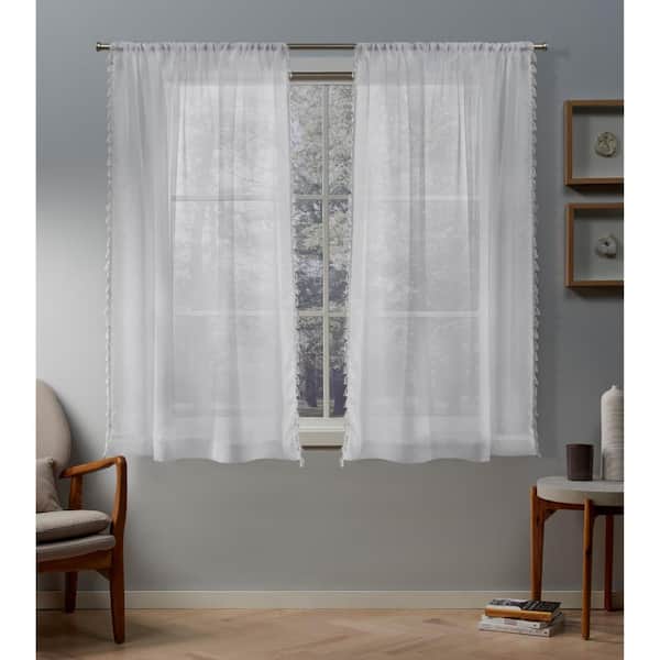2 Piece Sheer Voile Rod Pocket Window Panel Curtain Drapes Solid Color 54 63"L 