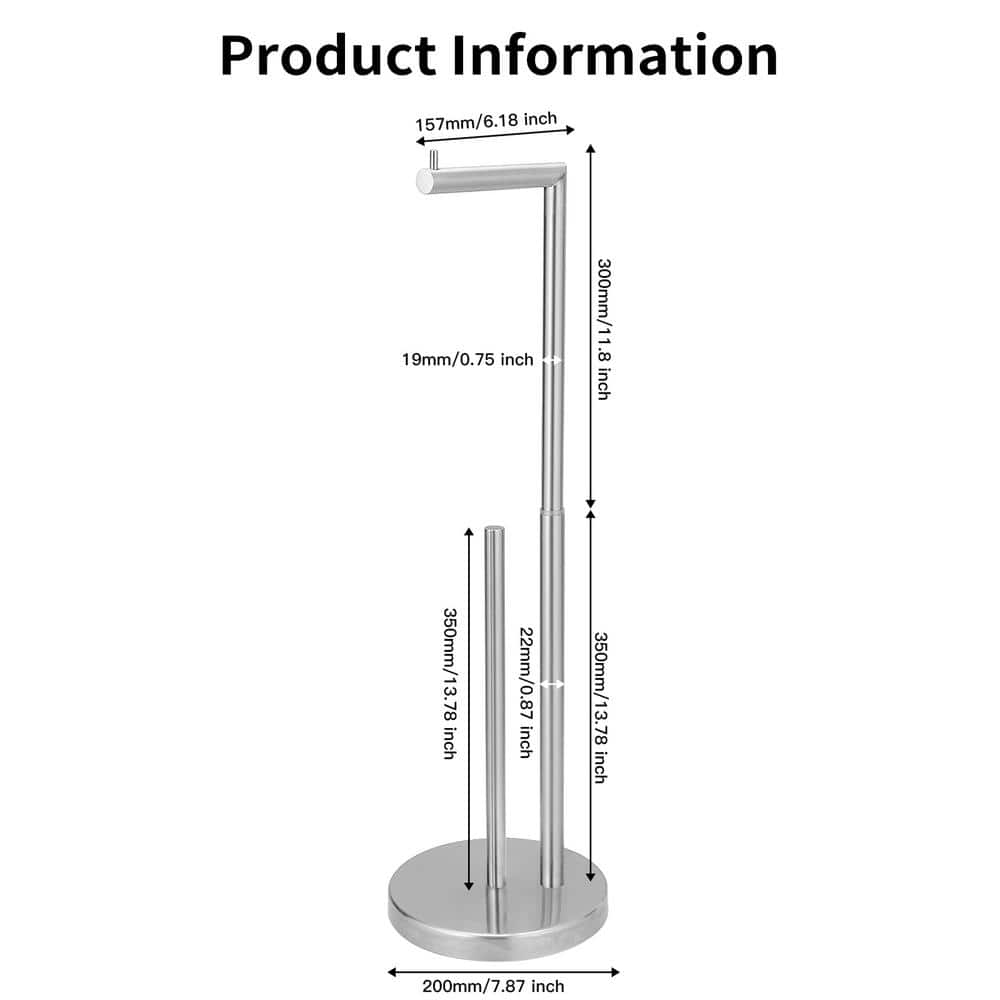 Brushed Nickel Freestanding Toilet Paper Holder with Reserve