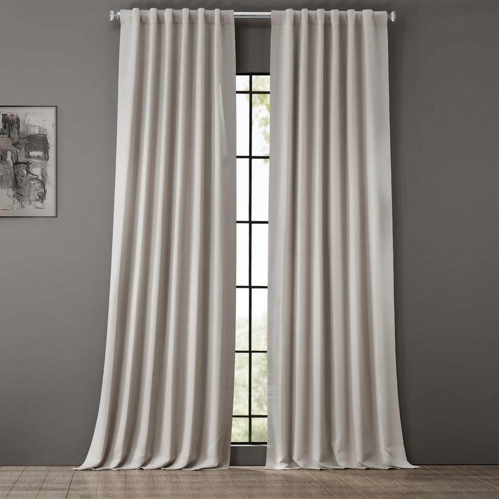 Exclusive Fabrics Furnishings Alabaster Beige Rod Pocket Blackout Curtain 50 In W X 108 In L Boch 171113 108 The Home Depot