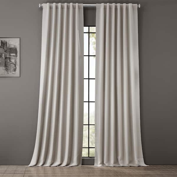 Exclusive Fabrics & Furnishings Alabaster Beige Polyester Room Darkening Curtain - 50 in. W x 96 in. L Rod Pocket with Back Tab Single Curtain Panel