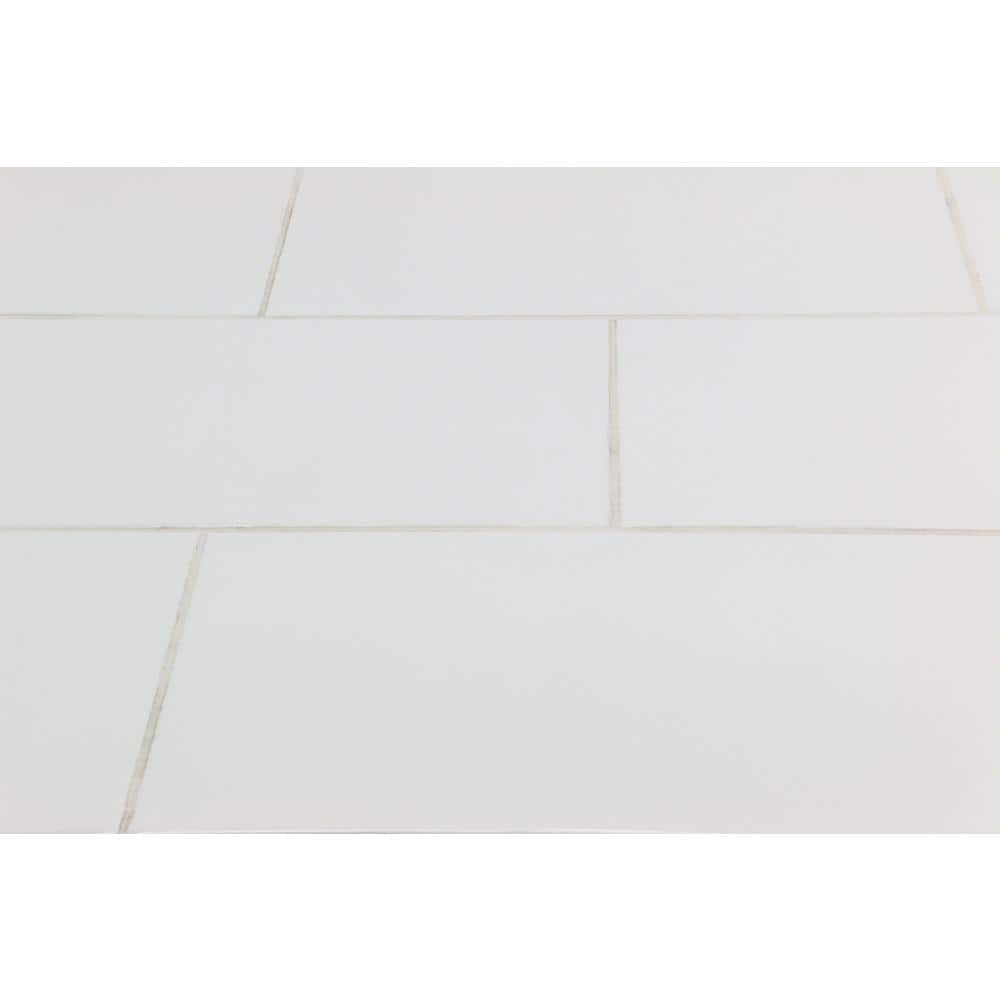 Essential 8" x 16" White Polished Ceramic Wall Tile