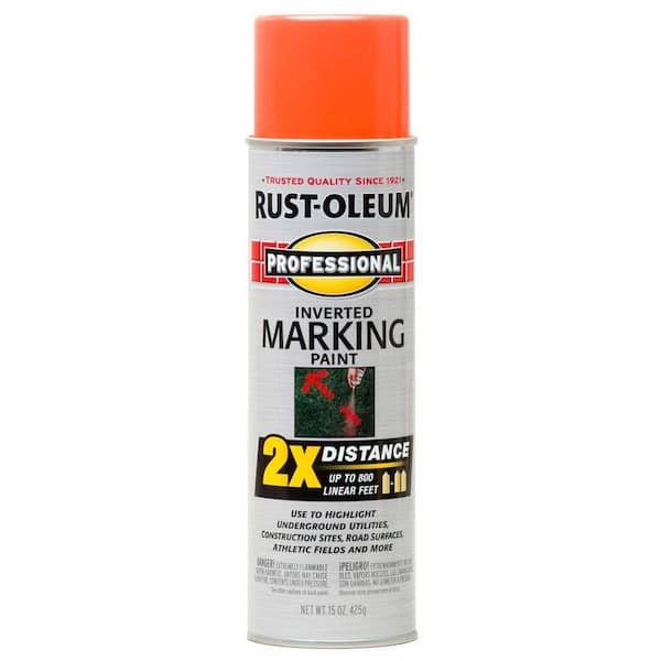 Rust-Oleum Survey Grade Fluorescent Orange Inverted Marking Paint 3 Cans 