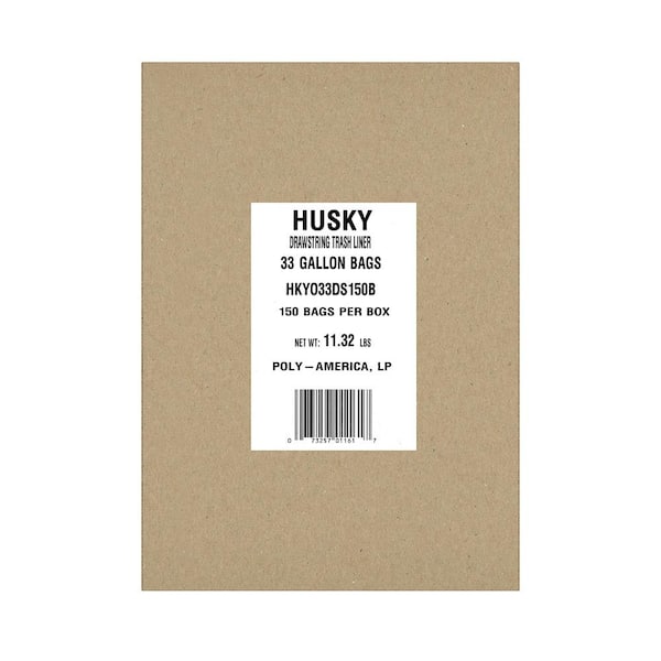 Husky 33 Gal. Drawstring Trash Bags (150-Count) HKYO33DS150B - The Home  Depot