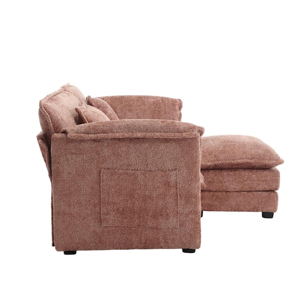 HOMEFUN 77 in. Square Arm 3-Piece L Shaped Chenille Modern