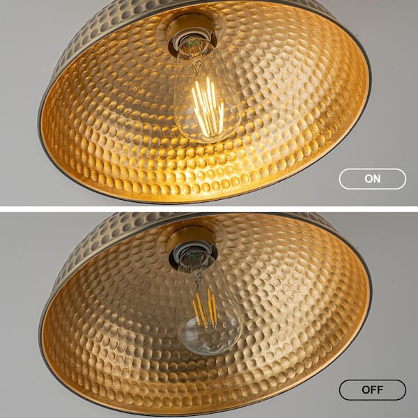 LLHZSY 12.2 in. 1-Light Antique Brass Semi-Flush Mount
