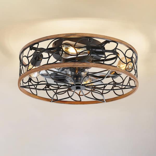 18 in. Indoor Black Flush Mount Ceiling Fan with Remote Control