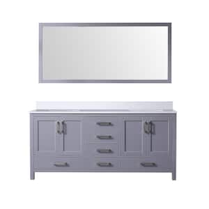 Jacques 72 in. W x 22 in. D Dark Grey Bath Vanity, Cultured Marble Top, and 28 in. Mirror