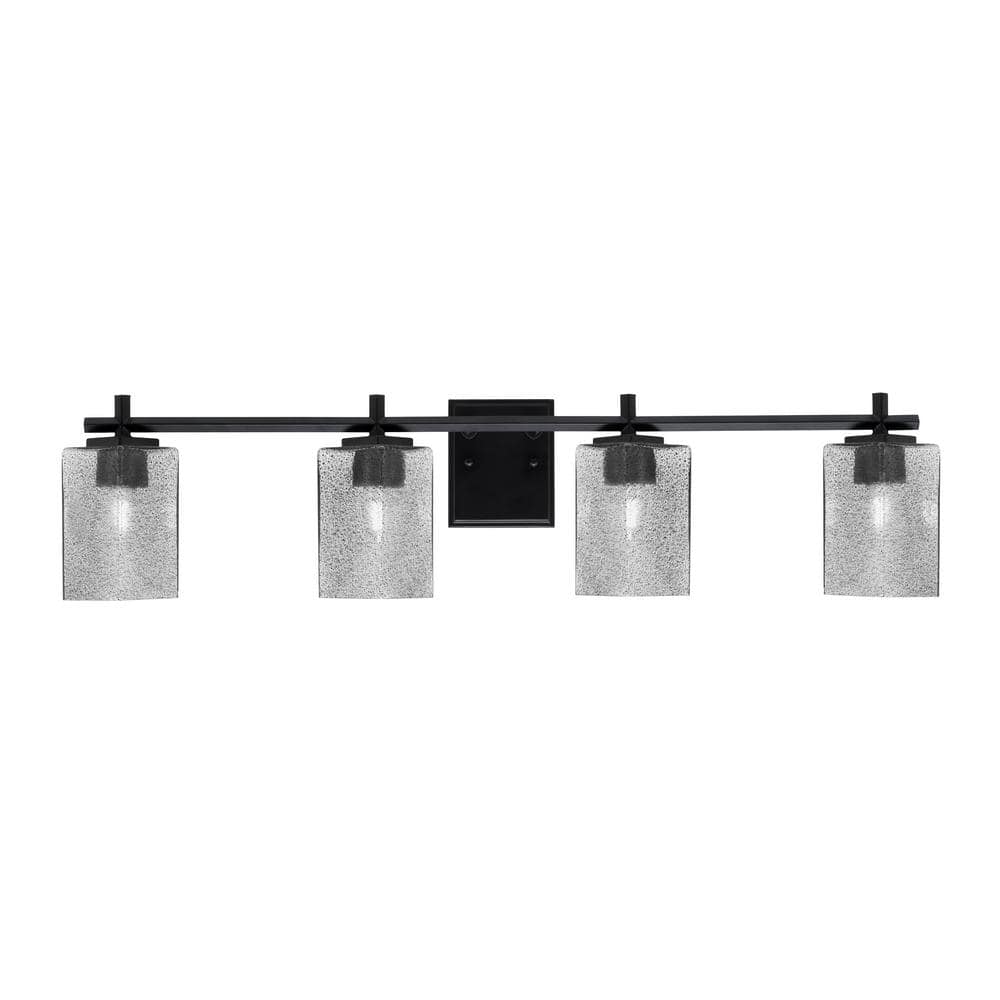 Bridgewater 4 Light Bath Bar, Matte Black Finish, 3.5 in. Square White Marb