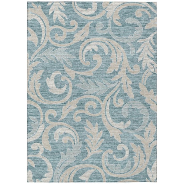 Chantille Machine Washable Indoor/Outdoor Abstract ACN3102 Teal 3 ft. x 5 ft. Area Rug