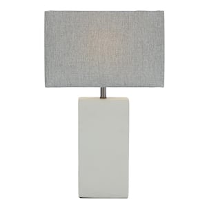 23 in. Gray Cement Task and Reading Table Lamp with Square Shade