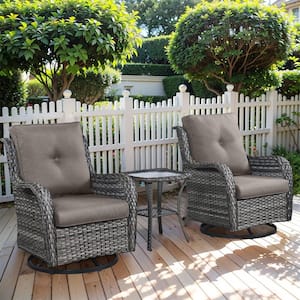 Carolina Gray 3-Piece Wicker Patio Conversation Set with Gray Cushions