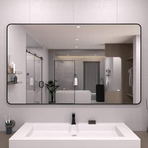 Dew 60 in. W x 36 in. H Rectangular Framed Wall Bathroom Vanity Mirror in Matte Black