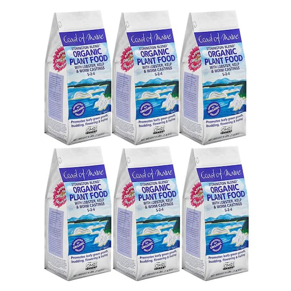Coast of Maine Organic Stonington Blend Plant Food, 4 lbs. Bag (6-Pack)
