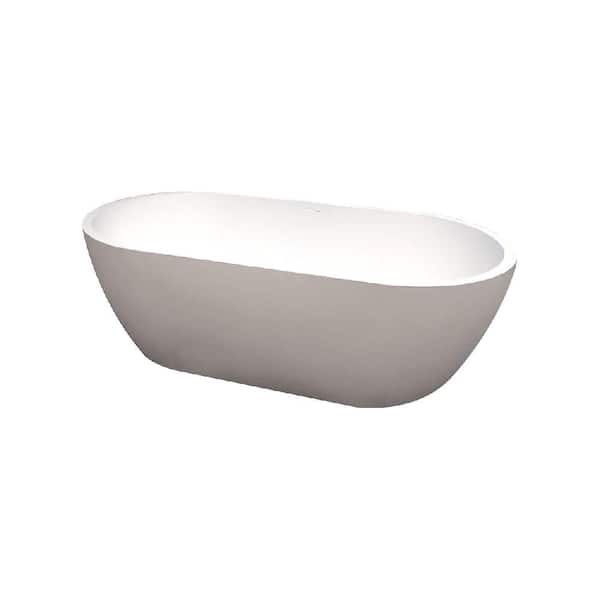 Transolid Sherwood Grande 70.87 in. Solid Surface Freestanding Bathtub in White