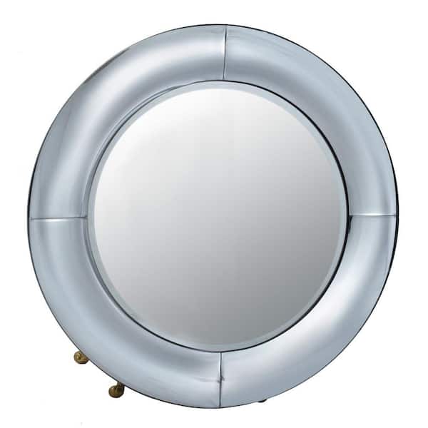 Benjara 1.3 in. W x 31.5 in. H Wooden Frame Silver Wall Mirror