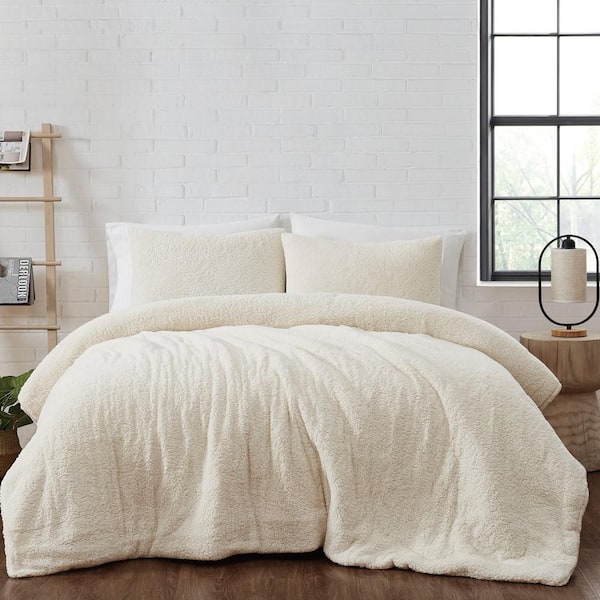 Marshmallow Sherpa Polyester Ivory 2 Piece Twin Comforter Set