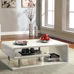 Farlowe 47.25 in. White Rectangle Wood Coffee Table