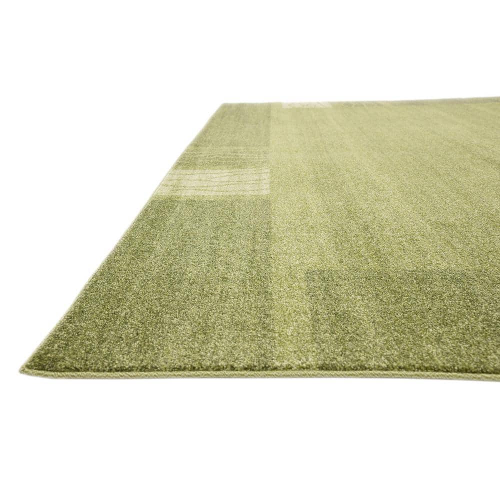 Green Tufted Rectangular Easy Care Synthetic Rug