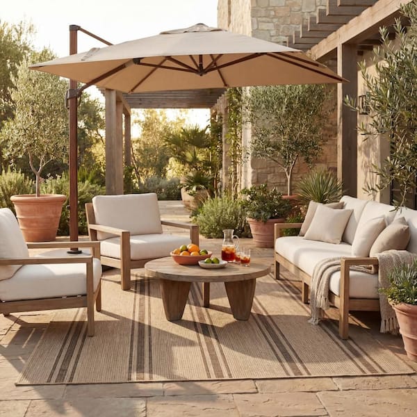 Elyria Striped Brown 5 ft. x 8 ft. Outdoor Area Rug