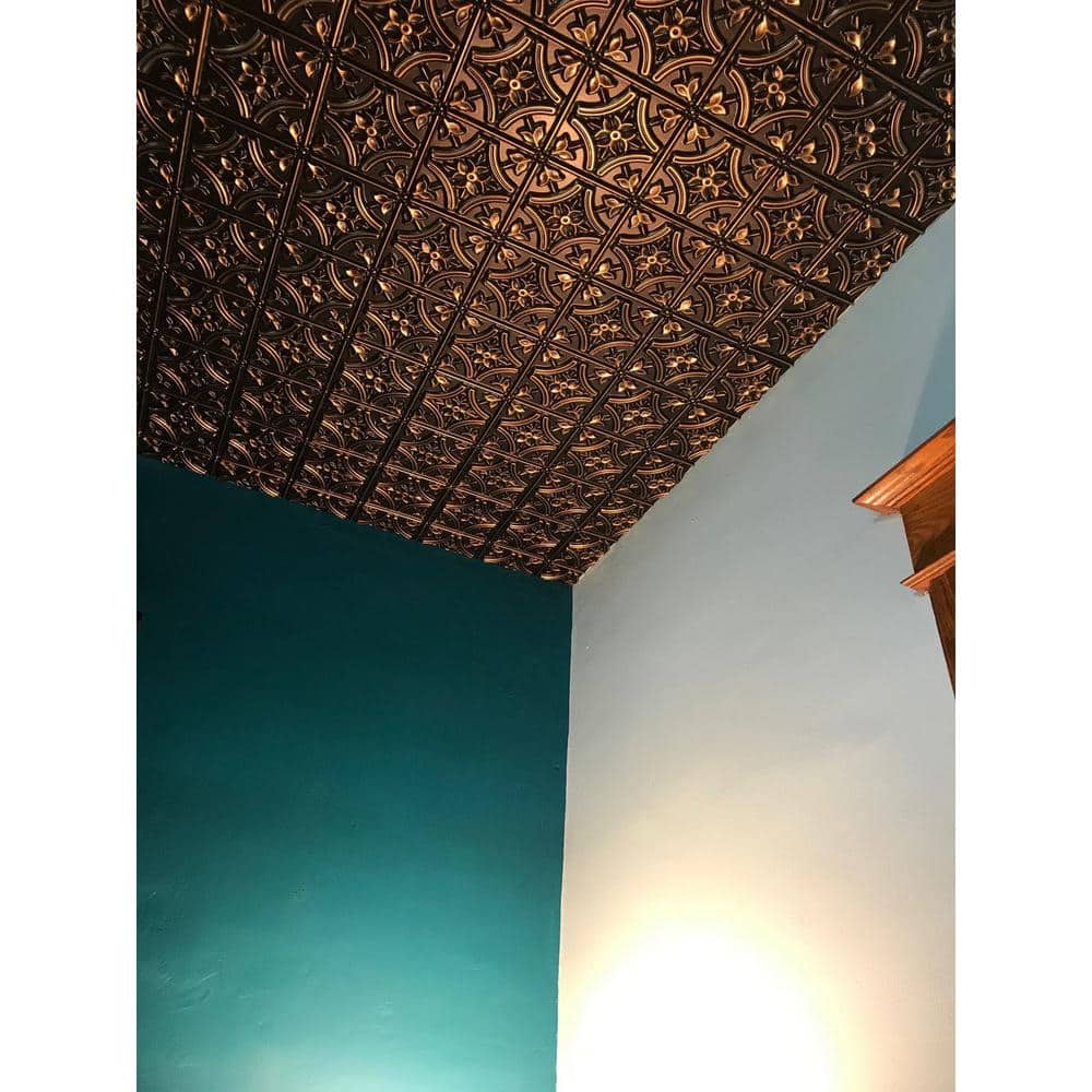 Gothic Reims Antique Copper 2-ft x 2-ft Faux Tin Ceiling Tile