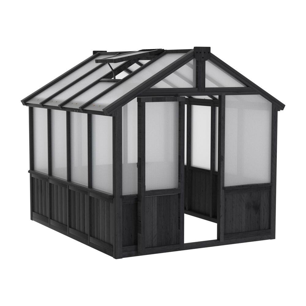 8 ft. W x 8 ft. D Wood Black Garden Plant Greenhouse for Outdoors with Multi-Layer Polycarbonate Panel price history on PriceWatchPro
